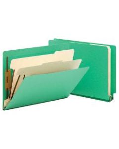 Smead Manila And Color Classification Folders, 2in Expansion, 2 Dividers, 8 1/2in x 11in, Letter, Green, Box of 10
