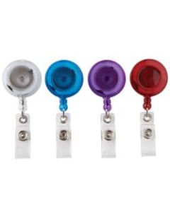 Office Depot Brand Retracting ID Card Reels, Assorted Colors, Pack Of 4