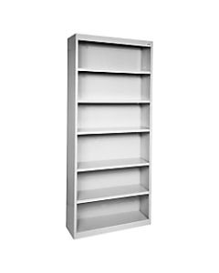 Lorell Fortress Series Steel Bookcase, 6-Shelf, Light Gray