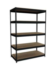 Lorell 5-Shelf Riveted Steel Shelving, 72inH x 48inW x 24inD, Black