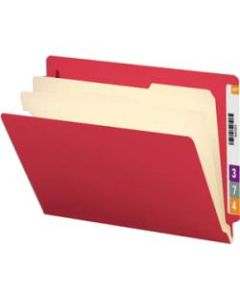 Smead Manila And Color Classification Folders, 8 1/2in x 11in, 2 Divider, 2 Partition, Red, Pack Of 10