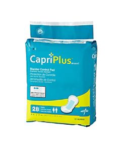 Capri Plus Bladder Control Pad Incontinent Liners, Ultra Plus, 8in x 17in, White, Case Of 28