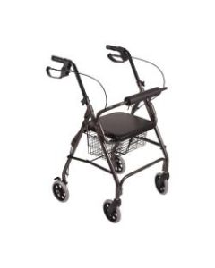 DMI Freedom Adjustable Aluminum Rollator Walker With Seat, 38in x 25in, Titanium