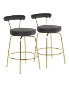 LumiSource Rhonda Counter Stools, Gold/Black, Set Of 2 Stools