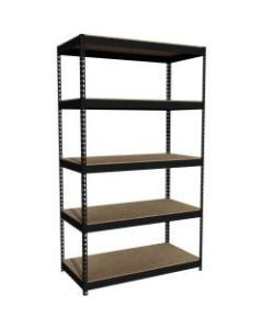 Lorell 5-Shelf Riveted Steel Shelving, 84inH x 48inW x 24inD, Black