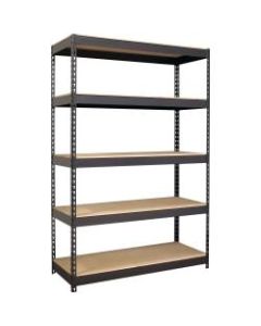 Lorell 5-Shelf Riveted Steel Shelving, 72inH x 48inW x 18inD, Black