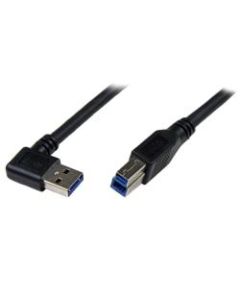 StarTech.com 1m Black SuperSpeed USB 3.0 Cable - Right Angle A to B - M/M - 3.28ft USB Data Transfer Cable for Notebook, Network Device, Printer, Modem, Hard Drive - First End: 1 x Type A Male USB - Second End: 1 x Type B Male USB - Shielding - Black