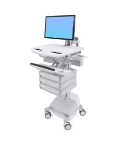 Ergotron StyleView Cart with LCD Arm, SLA Powered, 2 Drawers - aluminum, zinc-plated steel, high-grade plastic - screen size up to 24in - output AC 120 V - 66 Ah - lead acid)