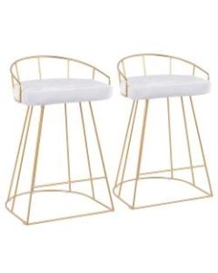 LumiSource Canary Counter Stools, Gold/White, Set Of 2 Stools