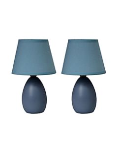 Simple Designs LT2009-BLU-2PK Mini Egg Oval Ceramic Table Lamp 2 Pack Set