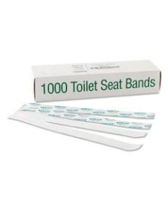 Bagcraft Sani/Shield Printed Toilet Seat Bands, 16in x 1 1/2in, Blue/White, Pack Of 1,000
