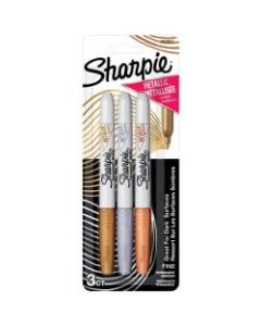 Sharpie Metallic Permanent Markers, Fine Point, Assorted Colors, Pack Of 3