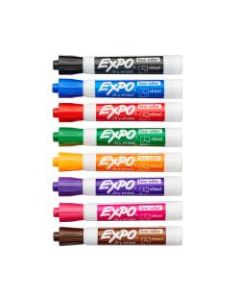 EXPO Low-Odor Dry-Erase Markers, Chisel Point, Assorted Colors, Pack Of 8