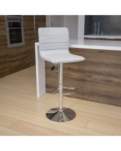 Flash Furniture Contemporary Adjustable Bar Stool, White/Chrome
