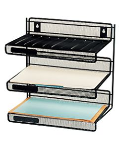 Brenton Studio Black Mesh 3-Tier Desk Shelf