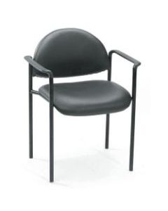 Boss Diamond Padded Vinyl Seat, Vinyl Back Stacking Chair, 18in Seat Width, Black Seat/Black Frame, Quantity: 1
