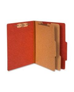 ACCO Durable Pressboard Classification Folders, Letter Size, 3in Expansion, 2 Partitions, 60% Recycled, Earth Red, Box Of 10