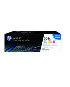 HP 304A Cyan/Magenta/Yellow Original LaserJet Toner Cartridges, Pack of 3, CF340A