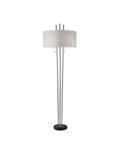 Adesso Anderson Floor Lamp, 71inH, White Linen Shade/Black Base