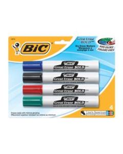 BIC Great Erase Bold Vivid Colors Dry Erase Markers, Chisel Point, Pack Of 4