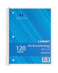 Sparco Quality Wire-Bound Wide Ruled Notebook, 8in x 10 1/2in, 120 Sheets, Bright White/Cover Assorted Colors