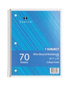 Sparco Wirebound Notebook, 8in x 10-1/2in, College Rule, 70 Sheets, Assorted