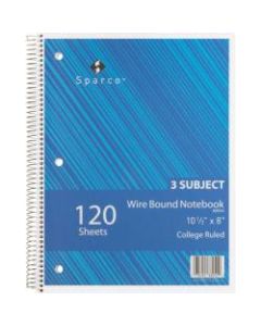 Sparco Quality Wire-Bound College Ruled Notebook, 8in x 10 1/2in, 120 Sheets, Assorted Colors
