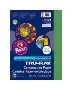 Tru-Ray Construction Paper, 50% Recycled, 9in x 12in, Holiday Green, Pack Of 50