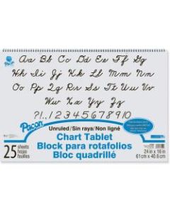Pacon Unruled Chart Tablet - 25 Sheets - Plain - Spiral Bound - Unruled - 24in x 16in - White Paper - Stiff Cover - Sturdy Back, Recyclable - 1 / Each