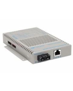 OmniConverter 10/100 PoE+ Ethernet Fiber Media Converter Switch RJ45 SC Multimode 5km - 1 x 10/100BASE-TX; 1 x 100BASE-FX; DC Powered; Lifetime Warranty
