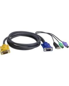 ATEN Combo kVM Cable - 6 ft KVM Cable - First End: 1 x HD-15 Male VGA - Second End: 1 x HD-15 Male VGA, Second End: 1 x Mini-DIN Male Keyboard/Mouse, Second End: 1 x Type A Male USB, Second End: 1 x Mini-DIN Male Keyboard/Mouse - Shielding - Black