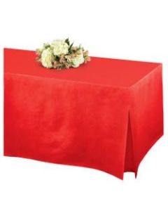 Amscan Flannel-Backed Vinyl Fitted Table Cover, 27inH x 31inW x 72inD, Apple Red