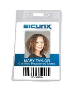 Baumgartens Punched ID Badge Holders, 3-1/2in x 2-1/2in, Vertical, Clear, Pack of 50