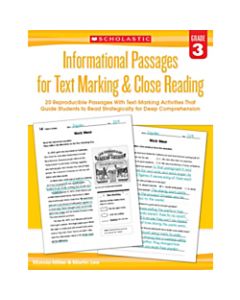 Scholastic Teacher Resources Informational Passages For Text Marking & Close Reading, Grade 3