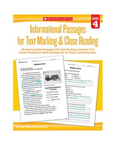Scholastic Teacher Resources Informational Passages For Text Marking & Close Reading, Grade 4