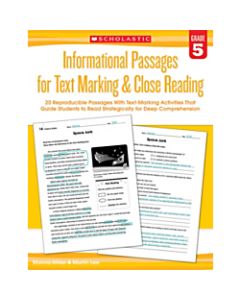 Scholastic Teacher Resources Informational Passages For Text Marking & Close Reading, Grade 5