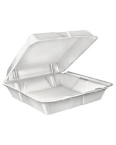 Dart Large Carryout Foam Trays, 1 Compartment, 9in x 9in, White, Pack Of 100
