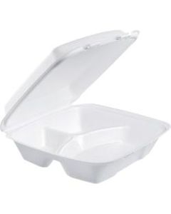 Dart Large Carryout Foam Trays, 3 Compartments, 9in x 9in, White, Pack Of 100