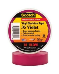 3M 35 Color-Coded Vinyl Electrical Tape, 1.5in Core, 0.75in x 66ft, Violet, Pack Of 100
