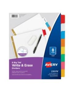 Avery Big Tab Write-On Tab Dividers With Erasable Laminated Tabs, 8-Tab, Multicolor