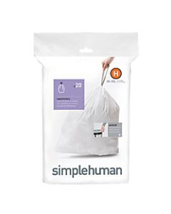 simplehuman Custom Fit Can Liners, H, 30-35L/8-9G, White, Pack Of 240