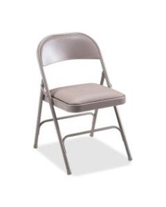 Lorell Vinyl Padded Seat Folding Chair, Beige, Set Of 4
