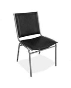 Lorell Padded Vinyl Seat, Vinyl Back Stacking Chair 16 1/5in Seat Width, Black Seat/Chrome Frame, Quantity: 4