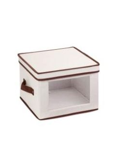 Honey-Can-Do Canvas Dinnerware Storage Box, Medium, 8 1/2inH x 12inW x 12inD, Brown/Natural