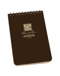 Rite in the Rain All-Weather Spiral Notebooks, Top, 4in x 6in, 100 Pages (50 Sheets), Brown, Pack Of 12 Notebooks