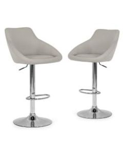 Glamour Home Alani Bar Stools, Chrome/Ashy Gray, Set Of 2 Stools