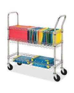 Lorell Mobile Wire Mail Cart, Chrome