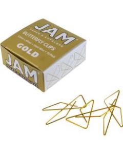 JAM Paper Paper Clips, Butterfly, 1 1/2in, 25-Sheet Capacity, Gold, Pack Of 15