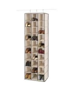 Whitmor Shoe Rack - 60 x Shoes - 30 Compartment(s) - Espresso Trim - Steel, Canvas