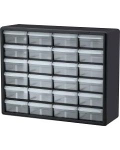 Akro-Mils Plastic 24-Drawer Storage Cabinet, 15 12/16in x 20in x 6 6/16in, Black/Clear